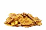 Fried Thinly Sliced Banana Chips, A Tropical Snack Stock Photo