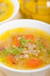 Syrian Barley Broth Soup Aleppo Style Stock Photo