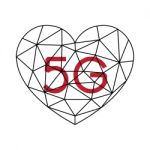 5g Communication Technology With Polygon Heart Stock Photo