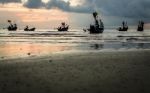 Many Fishing Boat In The Sea Stock Photo