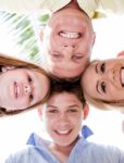 Family Members Keeping Their Heads Together Stock Photo