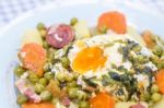 Traditional Green Peas With Egg Stock Photo