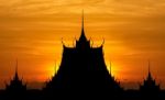 Silhouette Temple During Sunset Stock Photo