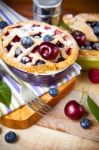 Decorated Homemade Shortcrust Pastry Berry Pies Stock Photo