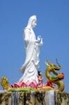 Standing Guanyin On Blue Sky Stock Photo