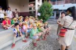 Student 9-10 Years Old, Scout Learn Usage Rope, Scout Camp Bangkok Thailand Stock Photo