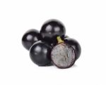 Black Grape Isolated On The White Background Stock Photo