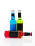 Set Wine Fruit Bottles Stock Photo