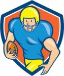 American Football Running Back Shield Cartoon Stock Photo