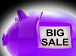 Big Sale Piggy Bank Message Means Massive Bargains Stock Photo