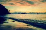 Vintage Stylized Photo Of Sunrise On The Beach Stock Photo