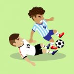 Two Soccer Players Fighting For A Ball Stock Photo