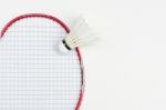 Baminton Racquet With Shuttlecock Stock Photo