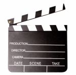 Isolated Clapperboard, Closeup Shot Stock Photo