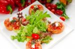 Original Italian Fresh Bruschetta Stock Photo