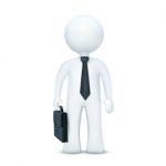 3d Character With Suitcase And Wearing Tie Standing Stock Photo