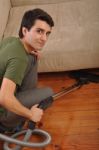 Man Doing The Housework Stock Photo