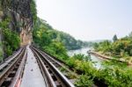 Death Railway Bridge Over The Kwai Noi River Stock Photo