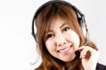 Asian Women Call Center Stock Photo