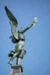 Angel On Top Of A Column On The Cechuv Most Bridge In Prague Stock Photo