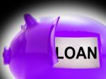 Loan Piggy Bank Message Means Money Borrowed Or Creditor Stock Photo