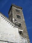 Facade Of A Church With Bell Tower Stock Photo