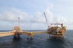 Offshore Construction Platform For Production Oil And Gas,oil And Gas Industry Stock Photo