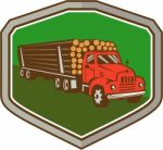 Truck Vintage Logging Shield Retro Stock Photo