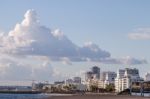 Empty Beach In Quarteira Stock Photo