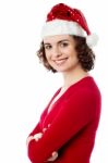 Pretty Charming Woman In Xmas Attire Stock Photo