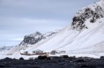 Reynisfjara Volcanic Beach In Winter Stock Photo