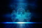 2d Rendering Digital Skull And Crossbones On Binary Code Stock Photo