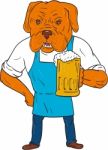 Bordeaux Dog Brewer Mug Mascot Cartoon Stock Photo