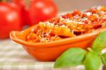 Spicy Chicken Penne Pasta Stock Photo