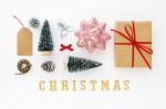 Christmas Decoration Flat Lay Stock Photo