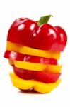 Sliced Red And Yellow Bell Peppers Stock Photo