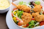 Fried Shrimp Salad Stock Photo