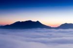 Beautiful Sun Rise At Pho Tog Mountain And The Mist In Thailand Stock Photo