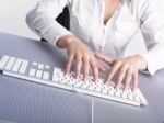 Business Woman Typing On Keyboard Stock Photo