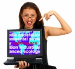 Girl With Cyberspace Screen Stock Photo