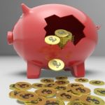 Broken Piggybank Shows Britain Bank Deposits Stock Photo