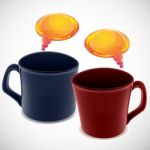 Coffee Mugs With Dialogue Bubble Stock Photo