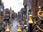 People Shopping In Chester City Centre Stock Photo