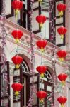 Chinese Lanterns Outside A Building In Singapore Stock Photo