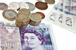 Uk Sterling Money Notes And Coins Stock Photo