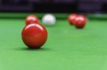 Snooker Ball On Snooker Table Stock Photo