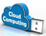 Cloud Computing Cloud Pen Drive Shows Digital Services And Onlin Stock Photo