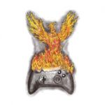 Phoenix Rising Over Game Controller Tattoo Stock Photo