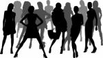 Silhouette Fashion Girls Stock Photo