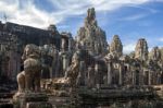 Bayon Temple At Angkor Wat, Stock Photo